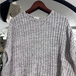 Cost Plus World Market Black and Cream Marled Knit Sweater